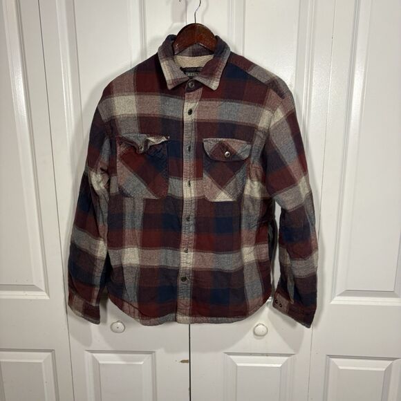 Grizzly Mountain Sherpa Lined Flannel Shirt Mens L Plaid Jacket Shacket Workwear - Picture 1 of 7
